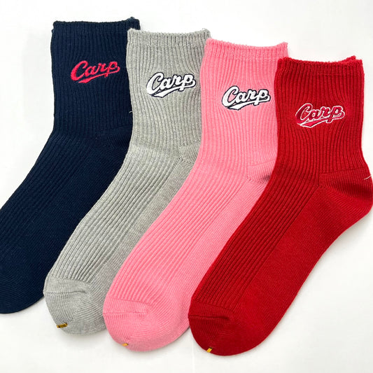 carp刺繍2026／カープソックス【広島限定】22.5～24.5cm（レディース）