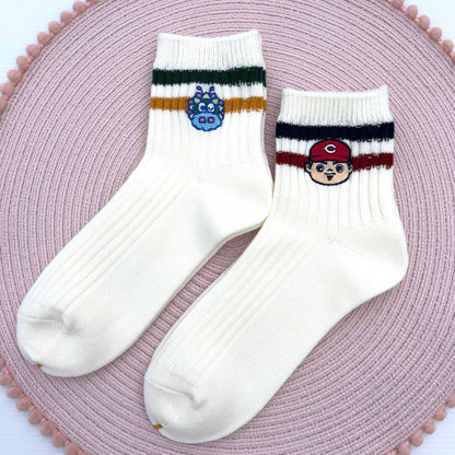 キャラクター刺繍2025／カープソックス【広島限定】22.5～24.5cm（レディース）